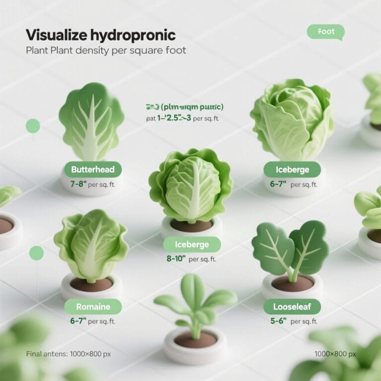 Hydroponic lettuce spacing layout showing precise distance measurements between net pots in an active grow tray
