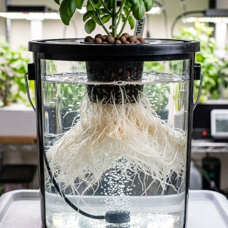 Massive healthy white DWC hydroponic roots in water